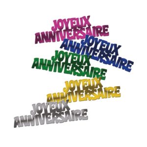 Confettis de table "joyeux anniversaire" - multi - 1,5 x 5 cm - sachet de 10 gr