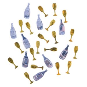 Confettis de table bouteille et fl˚te - or et argent - 2,5 cm - sachet de 10 gr