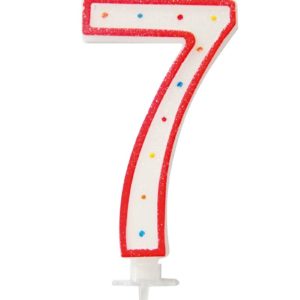 Bougie chiffre gÈante ‡ paillettes - 12.5 cm - 7