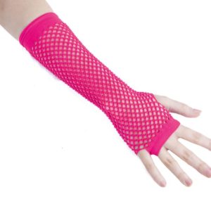 Mitaines longues - rÈsille - rose fluo - la paire