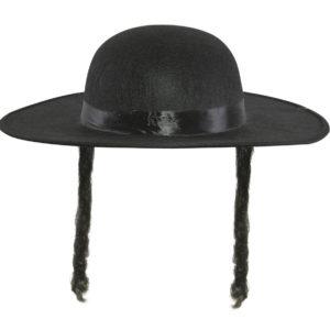 Chapeau feutre Rabbi Jacob adulte - noir avec papillotes
