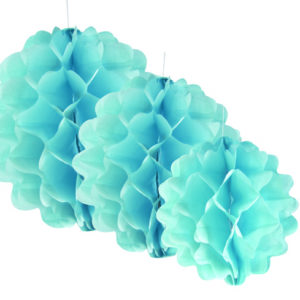 Boule papier alvÈolÈ - sachet de 3 - bleu - dia. 15, 20 et 29 cm