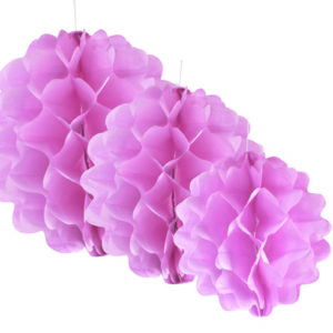 Boule papier alvÈolÈ - sachet de 3 - rose - dia. 15, 20 et 29 cm