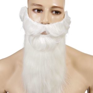 Moustache + barbe longue raide - blanc - 30 cm