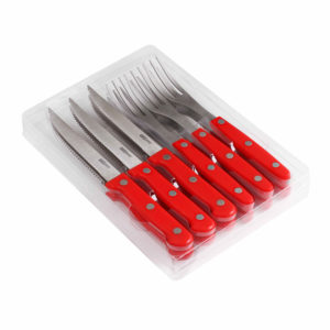 Set de 12 couverts à steak rouges