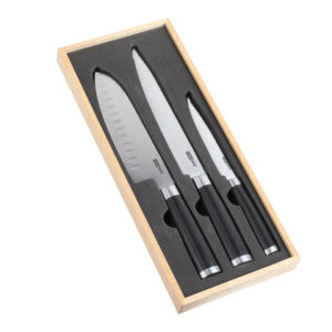 Set 3 couteaux type japonais en coffret