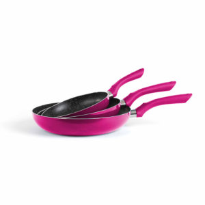 Set de 3 poéles framboise aspect pierre