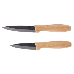 Set 2 couteaux cèramique noire et bois