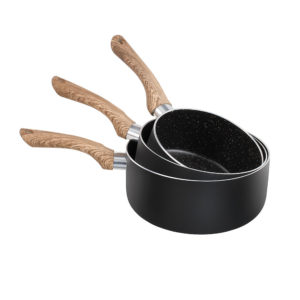 Set de 3 casseroles aspect pierre & bois