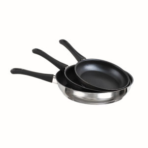 Set de 3 poéles finition inox
