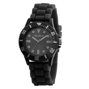 Montre analogique  noire (silicone)