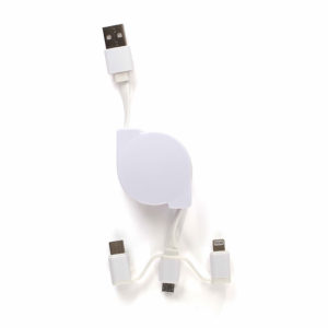 Càble USB rètractable 3 en 1 blanc