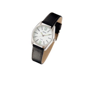 Montre dame cuir noir  cadran  blanc