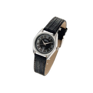 Montre  dame  cuir lezard  noir dateur