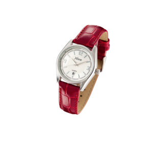 Montre dame cuir croco bordeaux  dateur