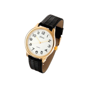 Montre homme  cuir noir, boitier dorè