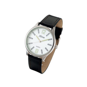 Montre homme cuir noir  cadran  blanc