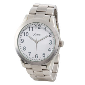 Montre homme mètal, cadran blanc