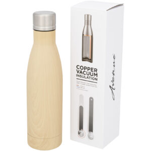 Bouteille isotherme Vasa imitation bois sous vide avec couche de cuivre de 500 ml