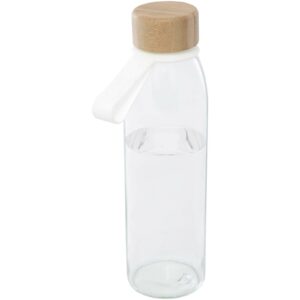 Bouteille d&rsquo;eau en verre Porto de 500 ml avec poignée en silicone et couvercle en bambou
