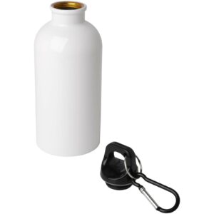 Bouteille d&rsquo;eau Oregon de 400 ml simple paroi en acier recyclé certifié RCS avec mousqueton – vue 2