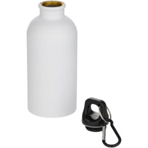 Bouteille d’eau Oregon de 400 ml à simple paroi avec finition MATE, en acier inoxydable recyclé certifié RCS avec mousqueton – vue 2