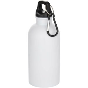 Bouteille d’eau Oregon de 400 ml en acier inoxydable recyclé à simple paroi certifié RCS avec mousqueton (impression par subl