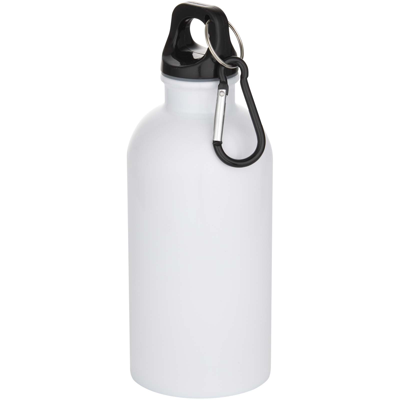 Bouteille d’eau Oregon de 400 ml en acier inoxydable recyclé à simple paroi certifié RCS avec mousqueton (impression par subl Bouteille d’eau Oregon de 400 ml en acier inoxydable recyclé à simple paroi certifié RCS avec mousqueton (impression par subl