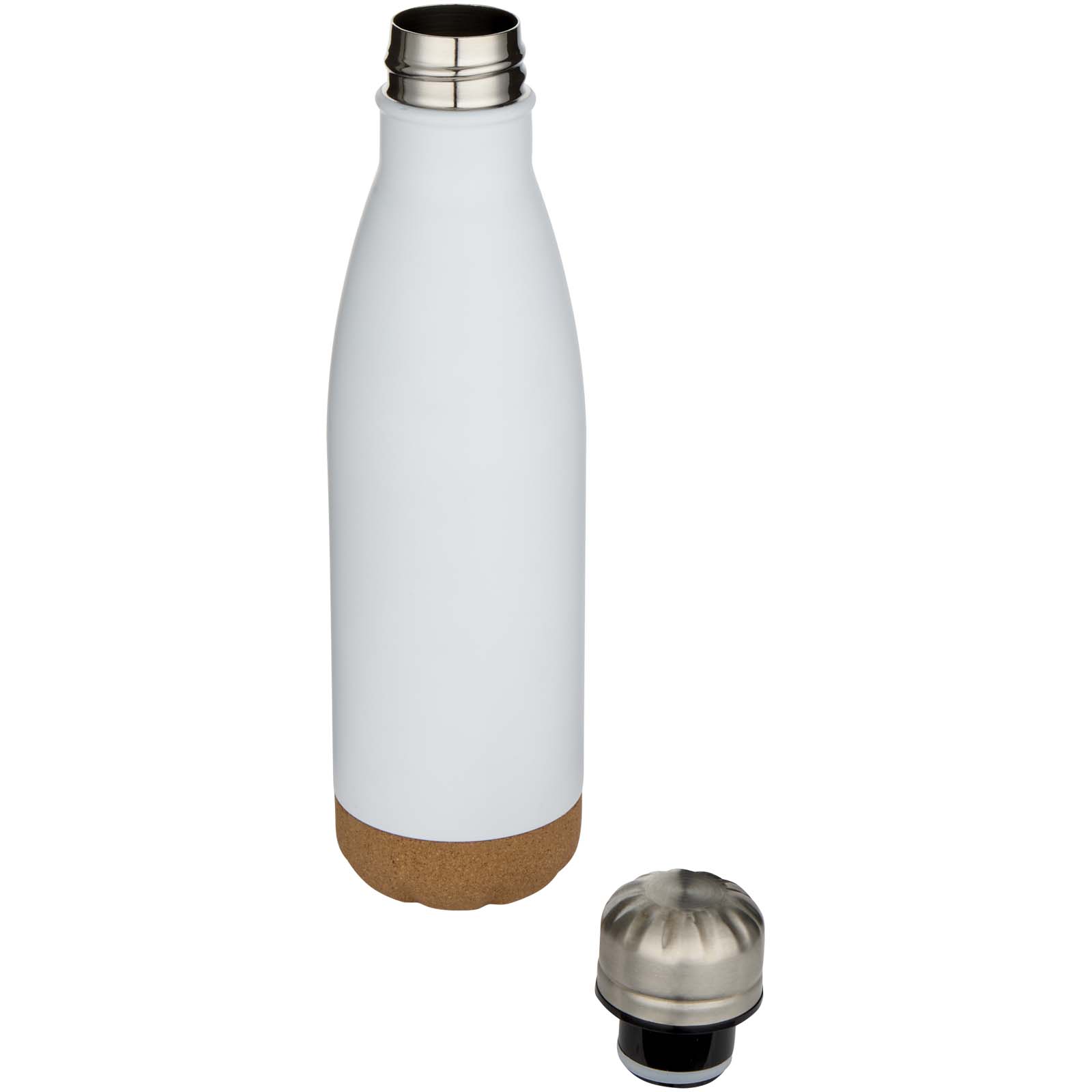 Bouteille d’eau Cove de 500 ml en acier inoxydable isolée sous vide et à double paroi avec détails en liège Bouteille d’eau Cove de 500 ml en acier inoxydable isolée sous vide et à double paroi avec détails en liège – vue 2