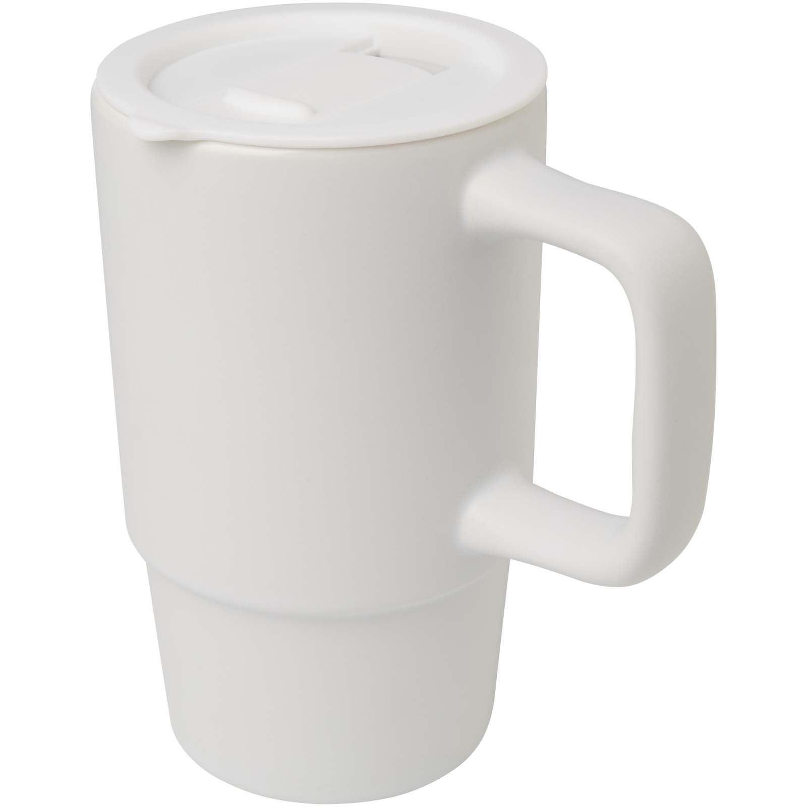 Mug Carter en céramique de 450 ml avec couvercle en plastique Mug Carter en céramique de 450 ml avec couvercle en plastique