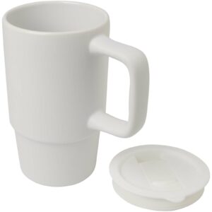 Mug Carter en céramique de 450 ml avec couvercle en plastique – vue 2