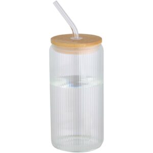 Pot de 500 ml en verre borosilicate Mirage simple paroi avec couvercle en bambou