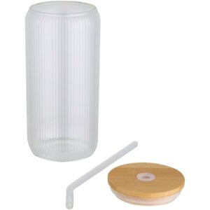 Pot de 500 ml en verre borosilicate Mirage simple paroi avec couvercle en bambou – vue 2
