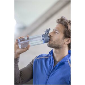 Bouteille d’eau Theron de 700 ml en plastique recyclé RCS, avec bouchon double fonction et paille rabattable – vue 2