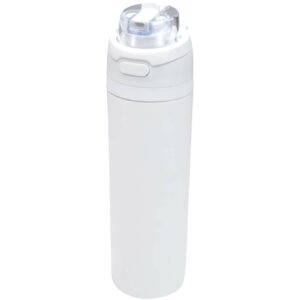 Bouteille d&rsquo;eau Theron 800 ml en acier inoxydable à simple paroi recyclé RCS, avec bouchon à double fonction et paille rabatt