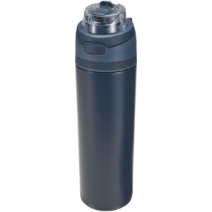 Bouteille d’eau Theron 800 ml en acier inoxydable à simple paroi recyclé RCS, avec bouchon à double fonction et paille rabatt – vue 3