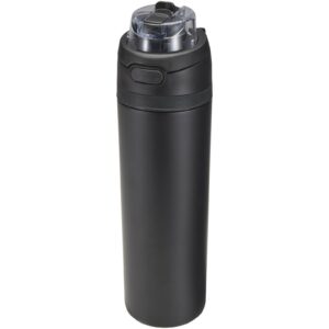 Bouteille d’eau Theron 800 ml en acier inoxydable à simple paroi recyclé RCS, avec bouchon à double fonction et paille rabatt – vue 4