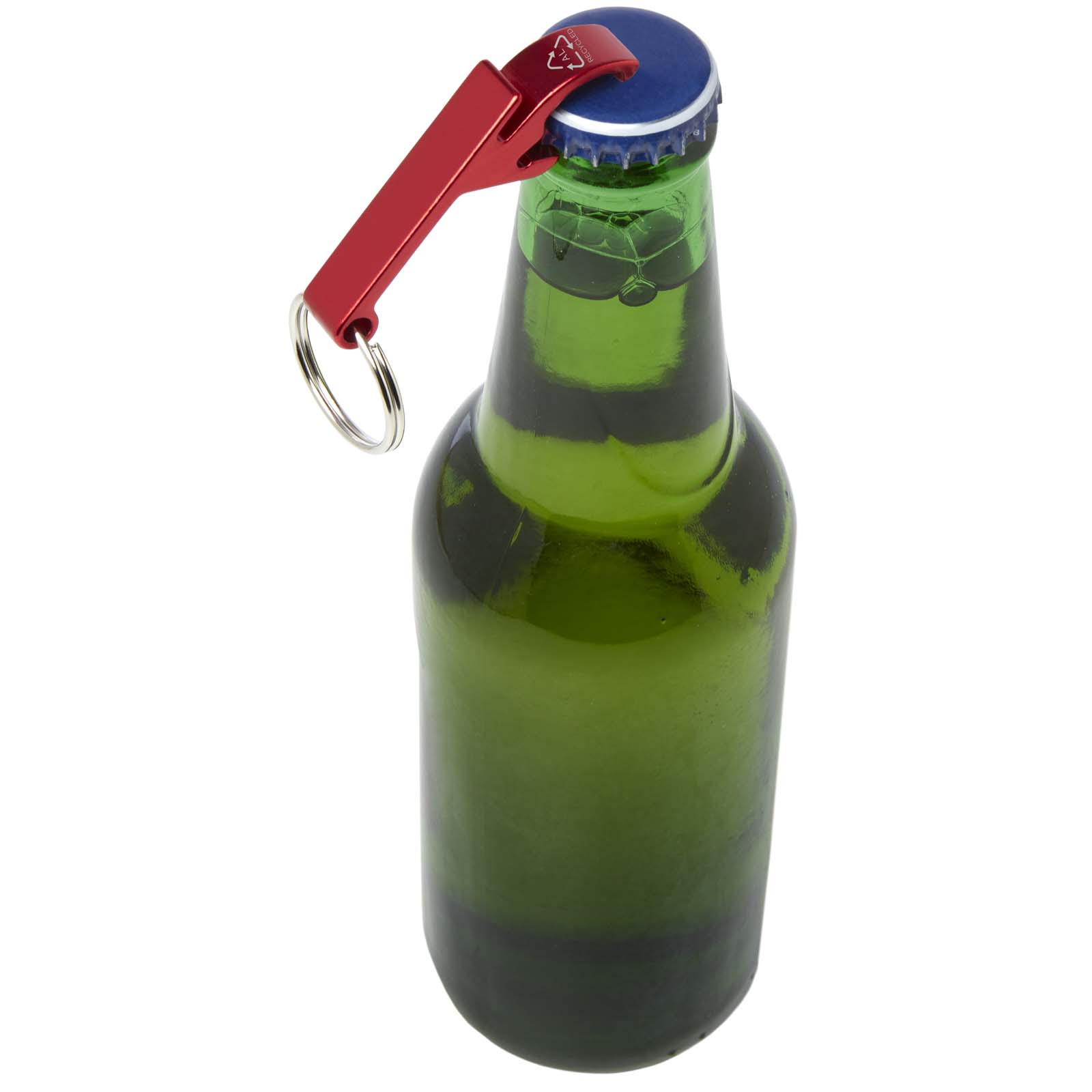 Ouvre-bouteille et canette Tao en aluminium recyclé certifié RCS avec porte-clés Ouvre-bouteille et canette Tao en aluminium recyclé certifié RCS avec porte-clés – vue 2