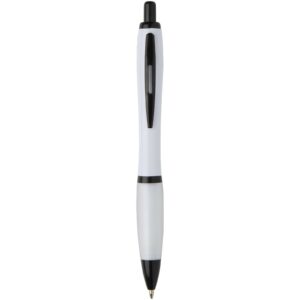 Stylo bille Nash en plastique recyclé avec garnitures noires (encre noire)