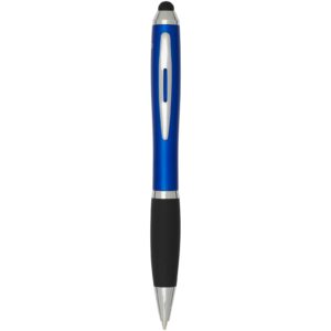 Stylo bille à stylet en plastique recyclé RCS avec corps coloré et grip noir (encre noire) Nash