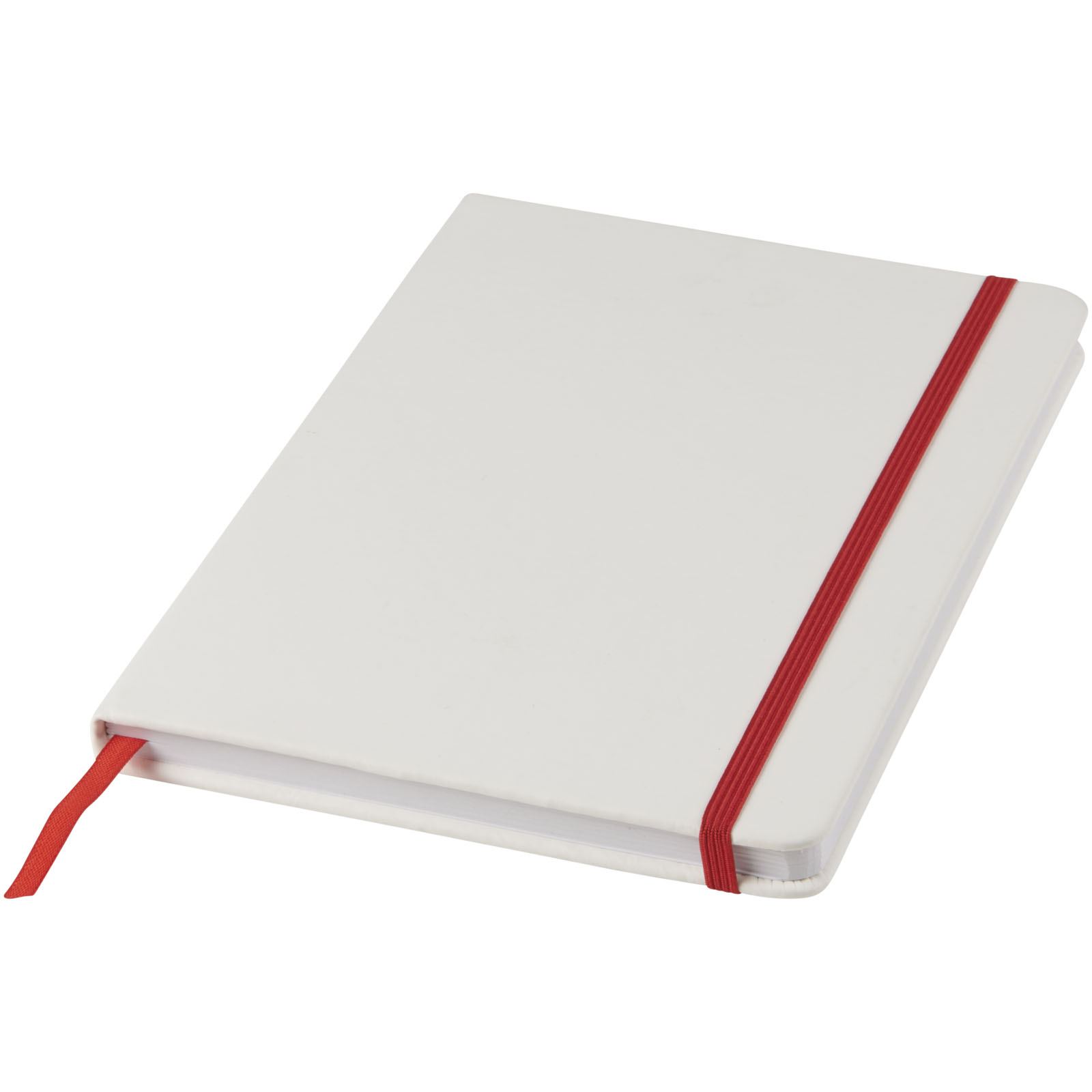 Carnet de notes blanc A5 Spectrum avec élastique de couleur Carnet de notes blanc A5 Spectrum avec élastique de couleur – vue 4