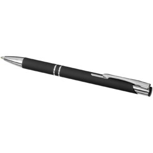 Stylo bille rétractable doux au toucher Moneta (encre noire) – vue 2