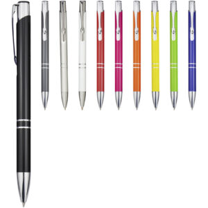 Stylo bille rétractable en aluminium Moneta (encre noire) – vue 2