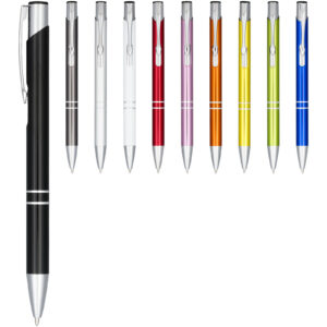Stylo bille rétractable en aluminium anodisé Moneta (encre noire) – vue 3