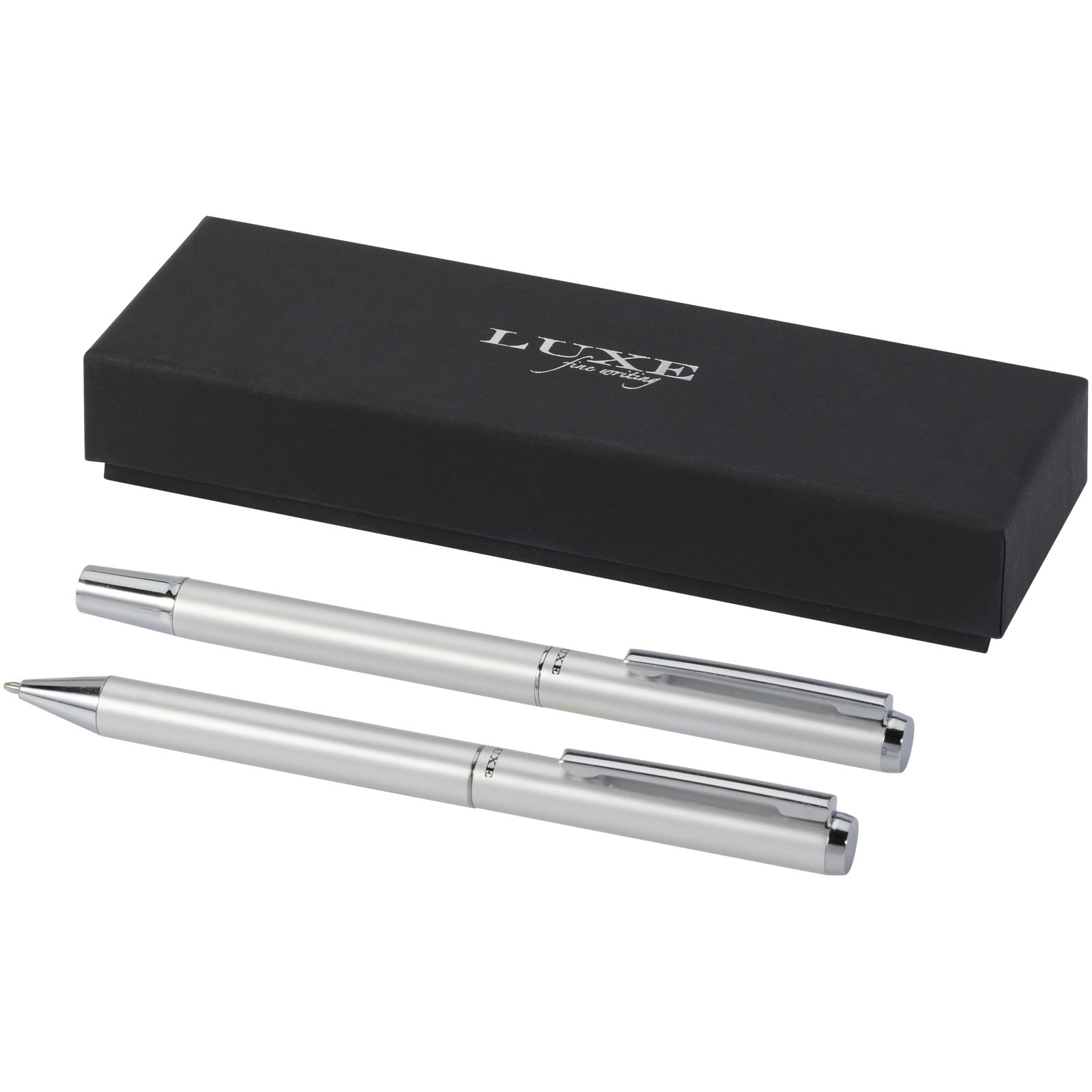 Ensemble-cadeau stylo bille et stylo roller Lucetto en aluminium recyclé (encre noire) Ensemble-cadeau stylo bille et stylo roller Lucetto en aluminium recyclé (encre noire)