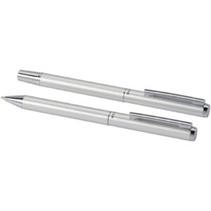 Ensemble-cadeau stylo bille et stylo roller Lucetto en aluminium recyclé (encre noire) – vue 2