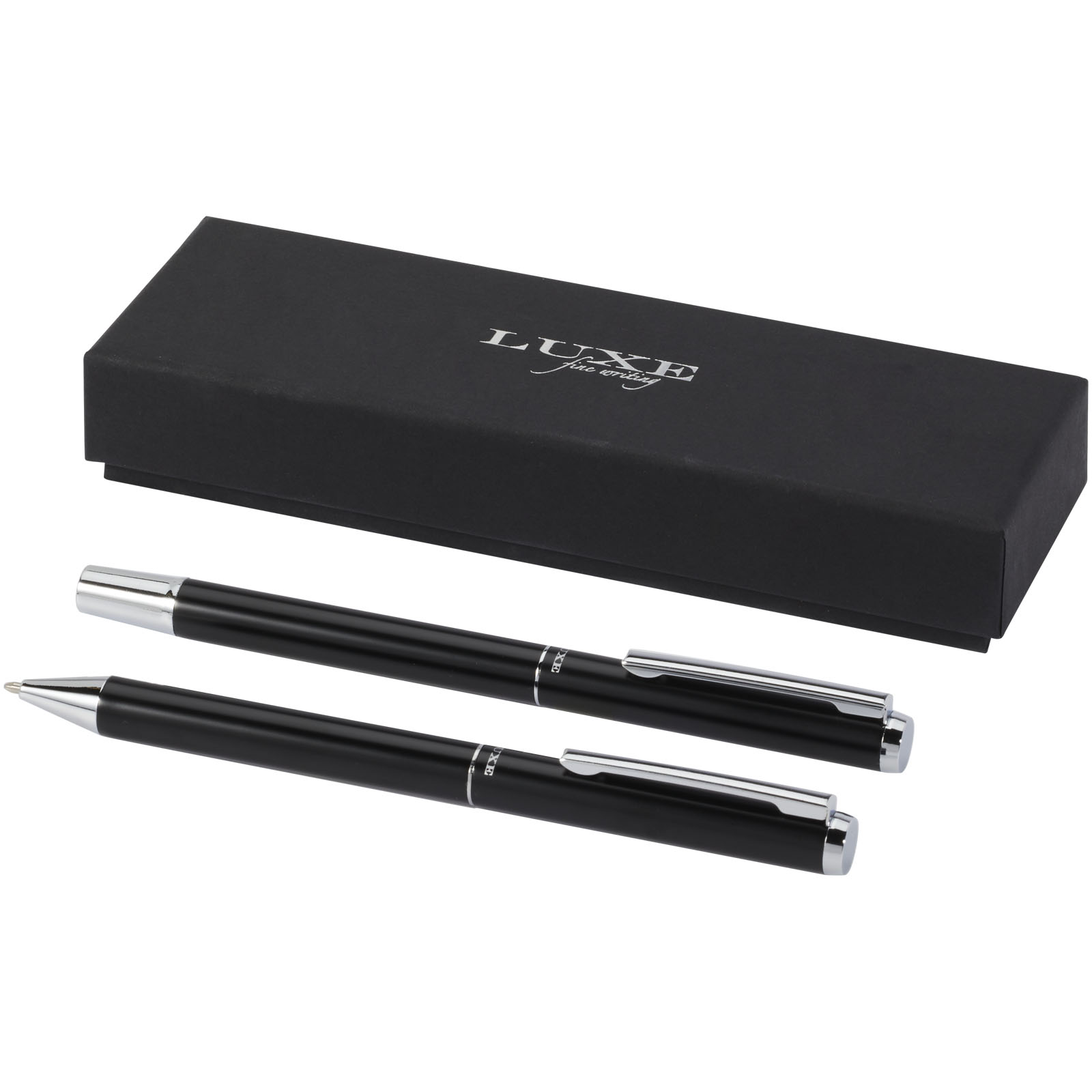 Ensemble-cadeau stylo bille et stylo roller Lucetto en aluminium recyclé (encre noire) Ensemble-cadeau stylo bille et stylo roller Lucetto en aluminium recyclé (encre noire) – vue 3