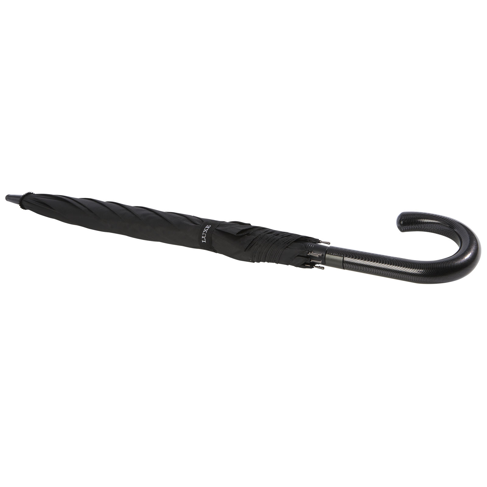 Parapluie Fontana de 23″ à ouverture automatique avec aspect carbone et poignée courbe Parapluie Fontana de 23″ à ouverture automatique avec aspect carbone et poignée courbe – vue 2