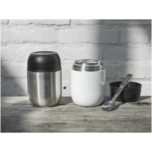Boîte-repas Supo en acier inoxydable recyclé à double paroi de 480 ml avec cuillère pliable – vue 2