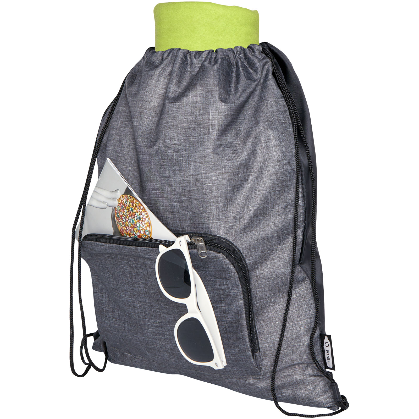 Sac pliable 7 L recyclé avec cordon de serrage Ash Sac pliable 7 L recyclé avec cordon de serrage Ash – vue 2